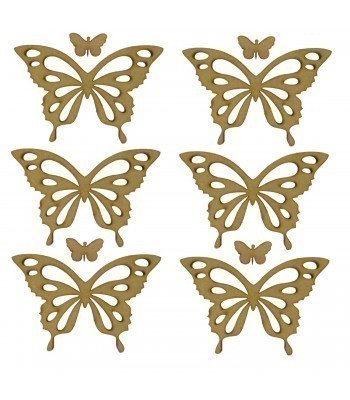 Laser Cut 3mm Set of 6 Butterfly Crafting Shapes